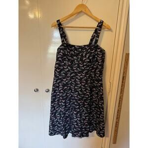 City Chic Black Bird Print Tank Dress XL